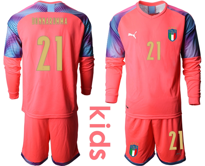 Cheap Youth 2021 European Cup Italy pink Long sleeve goalkeeper 21 Soccer Jersey